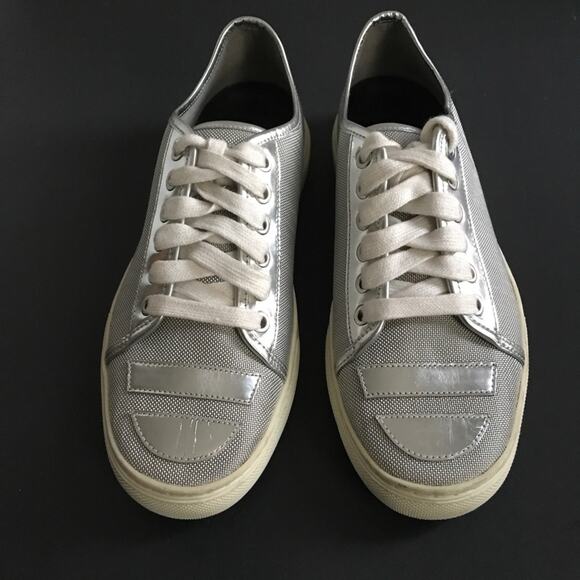Alejandro Ingelmo Metallic Silver Textured Leather Sneakers 8 - Picture 1 of 8